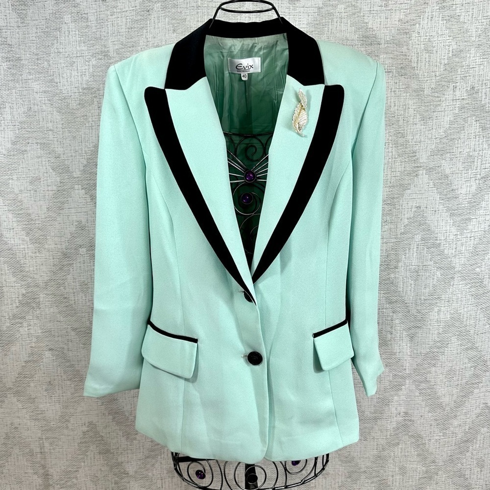 Vintage Evix collection teal blazer size 40